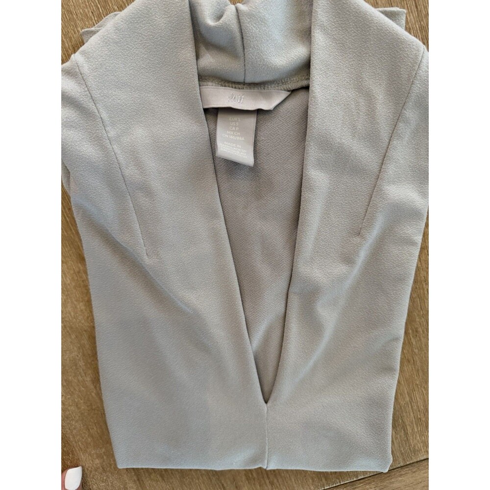 H&M Sage Gray Draped V-Neck Blouse Size S